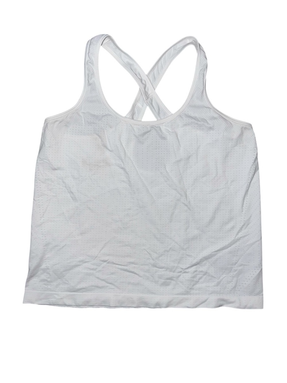 Athleta White Fitness Tank Criss Cross Back Size Large